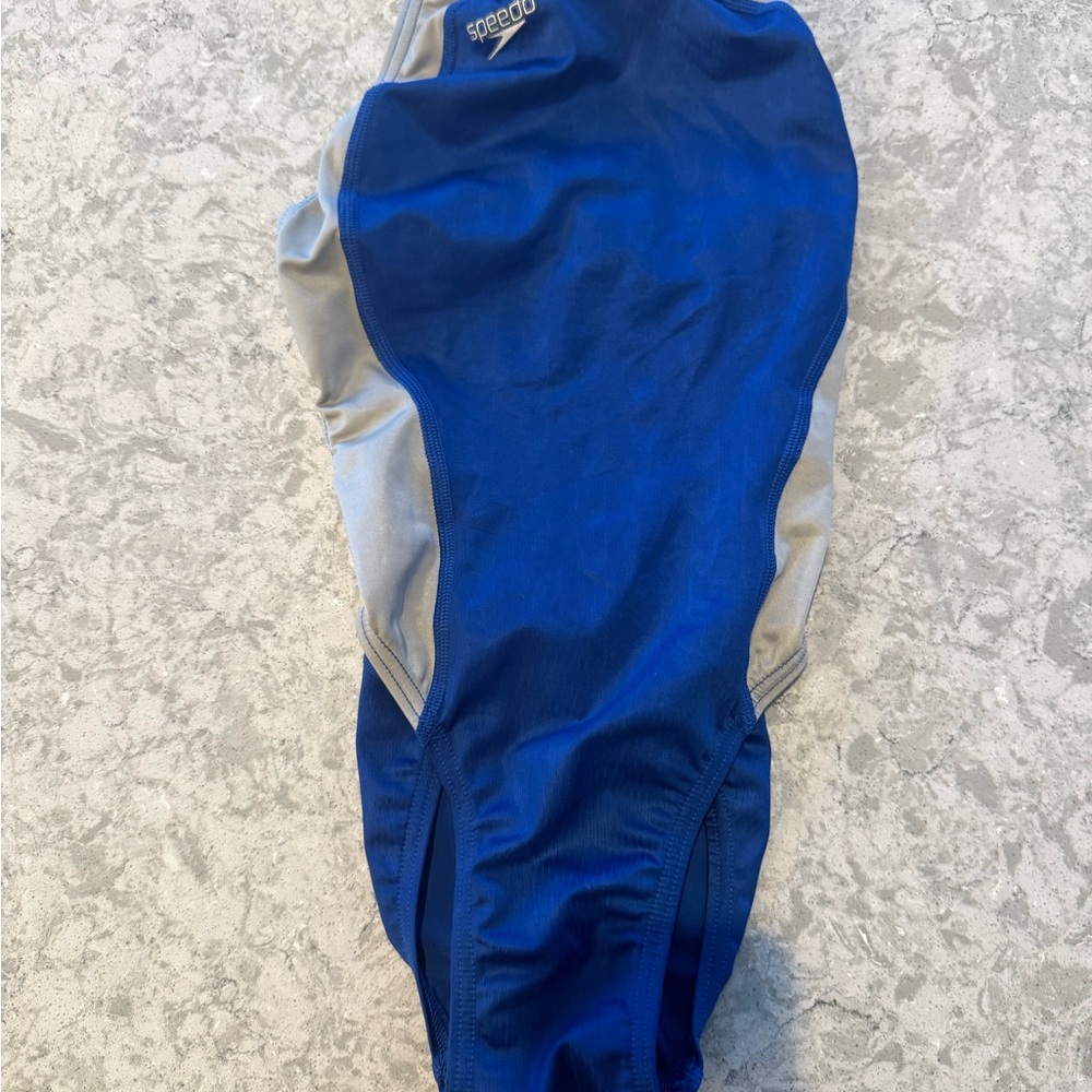 Speedo Two-Tone Blue and Gray Fastskin Swimsuit